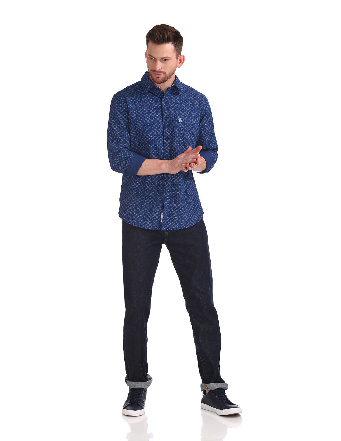 U.S.Polo Assn. Men Casual Wear Blue Shirt